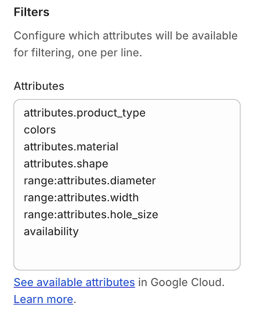 Custom Attribute and Range Example Values